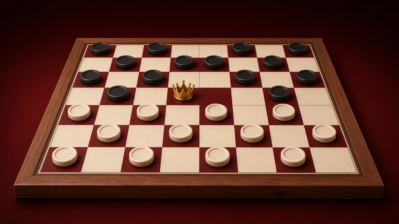 American Checkers offline match versus computer on classic wooden board
