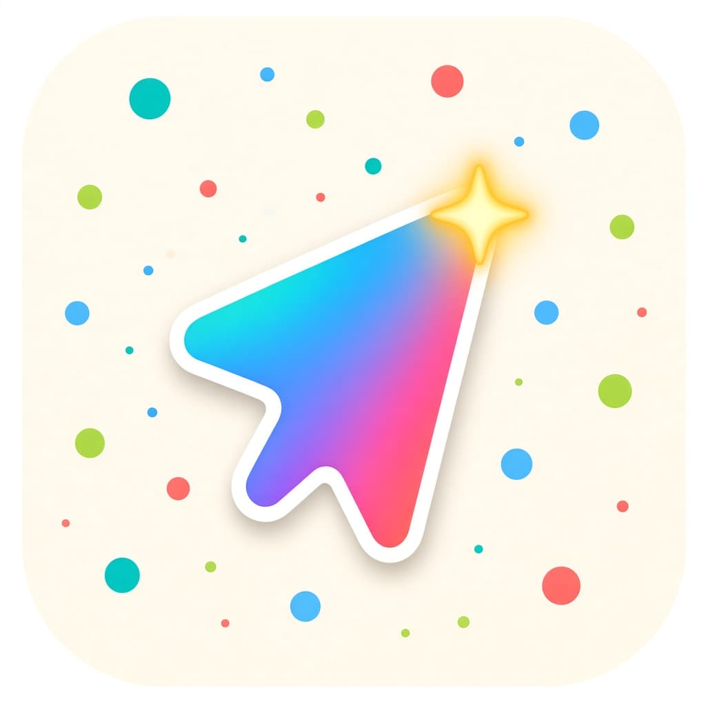 Cursor Custom Chrome extension icon with a bright colorful custom mouse cursor