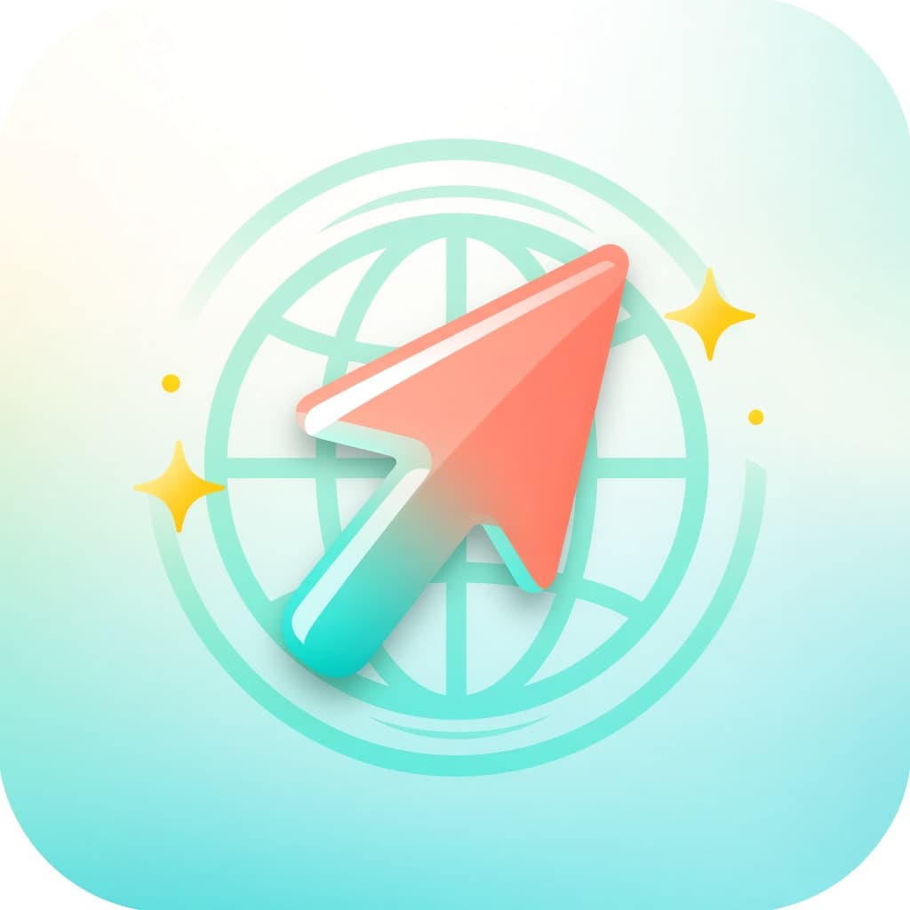 Cursor World Chrome extension icon with teal coral cursor and soft world ring