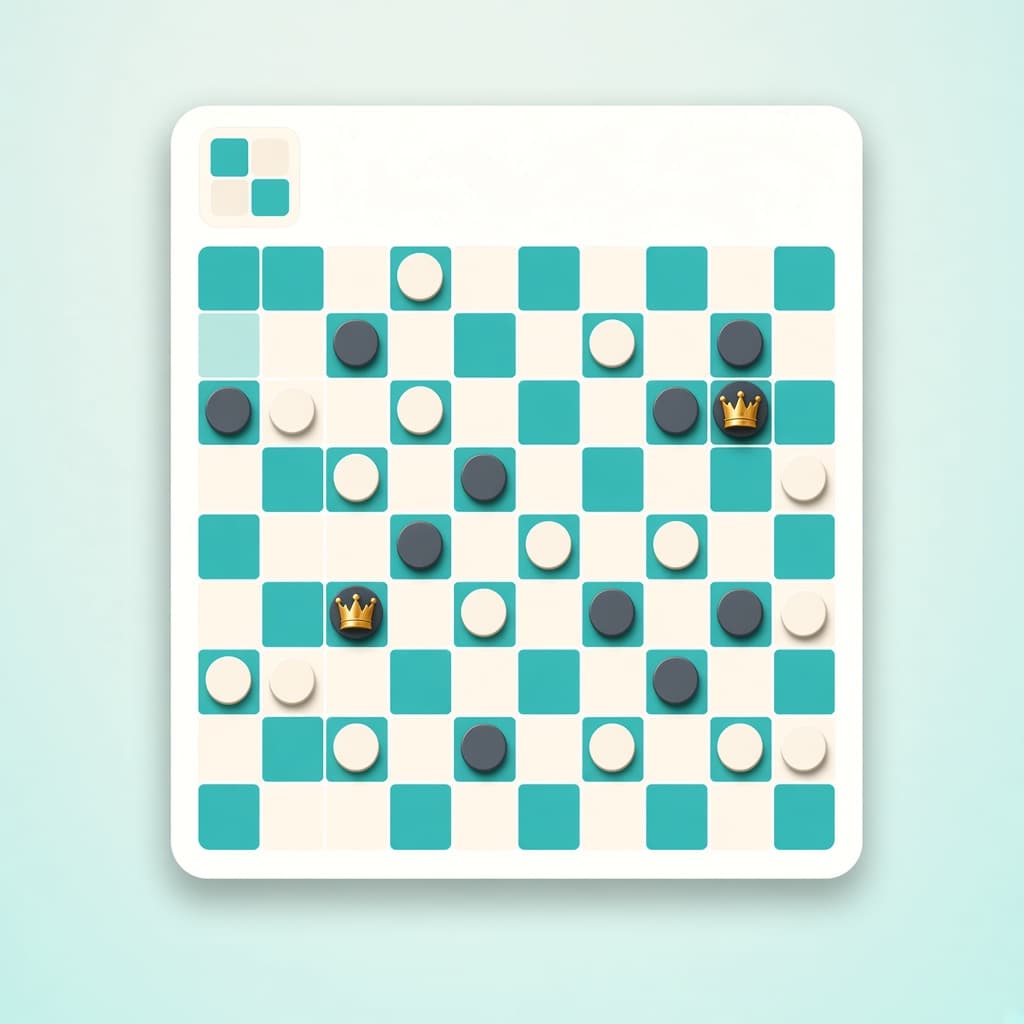 International Draughts Chrome extension icon with teal 10x10 board and crowned king