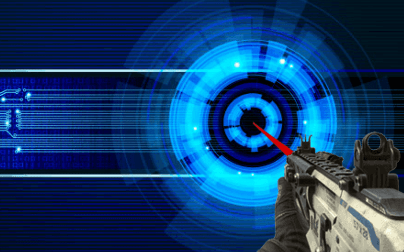 Bullet burst mode hitting page elements with smoke and impact effects