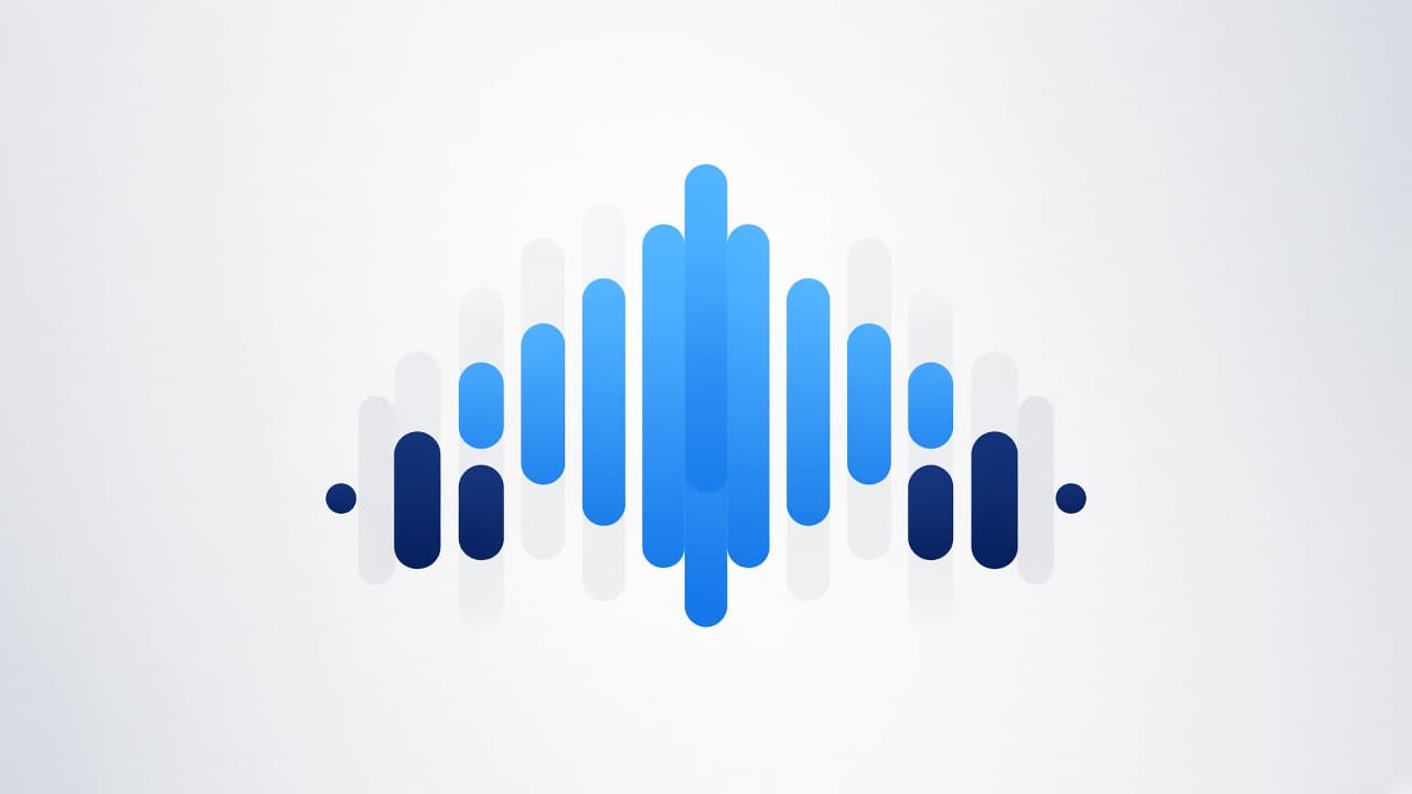 Minimalist equalizer bars in chrome blue on a light background