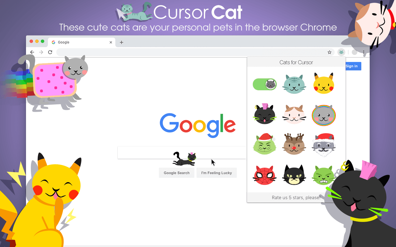 Cursor Cat - a kitten chasing the mouse cursor