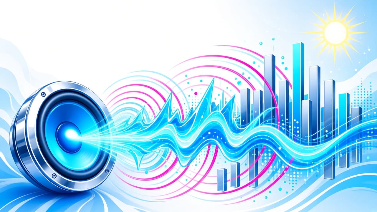 Bright cyan bass waveform and speaker rings for Bass Pro Chrome cover