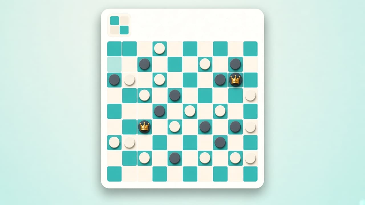 International Draughts 10x10 board with flying kings and men pieces